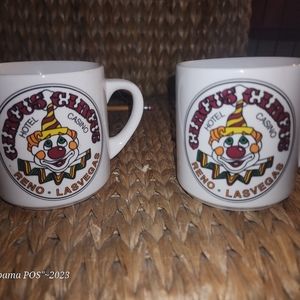 Vintage Circus Circus Hotel Casino Las Vegas Reno Coffee Mugs Clown